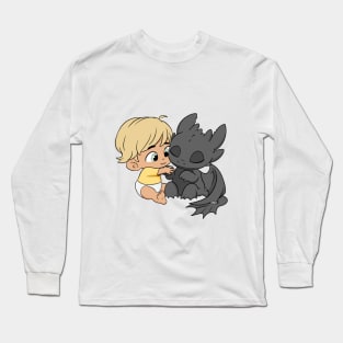 Best friend forever, baby dragon Toothless, baby boy with dragon, my first birthday Long Sleeve T-Shirt